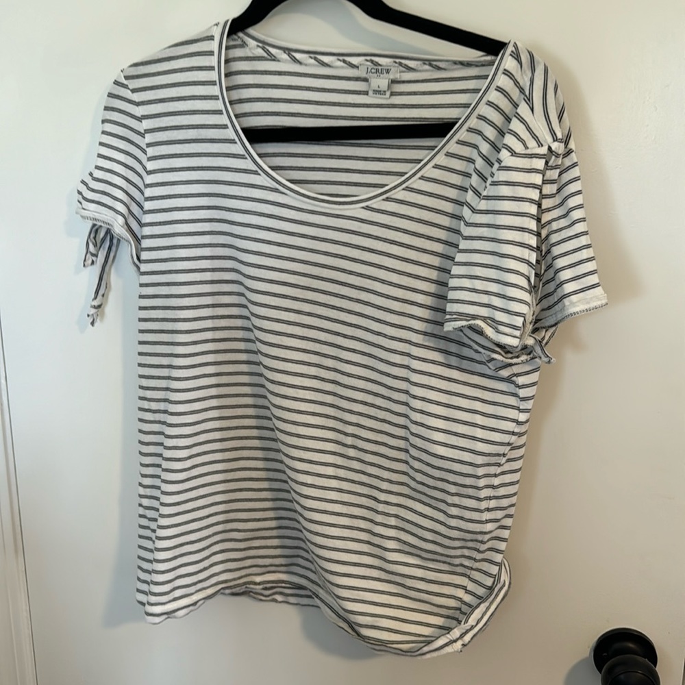 Jcrew white and black stripped t shirt